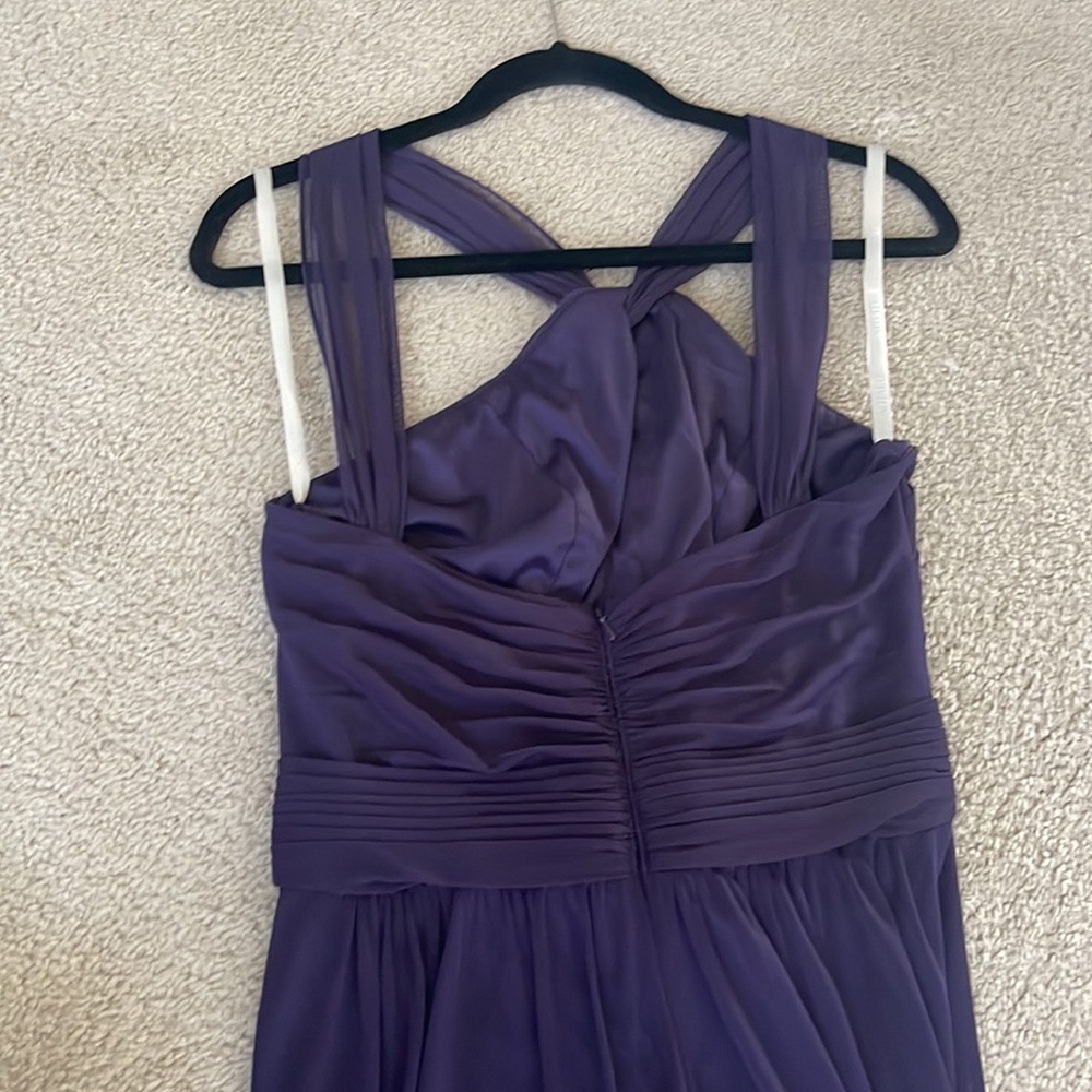 David's Bridal Halter Chiffon Lapis Dress - W11173 - 12 - Picture 4 of 11